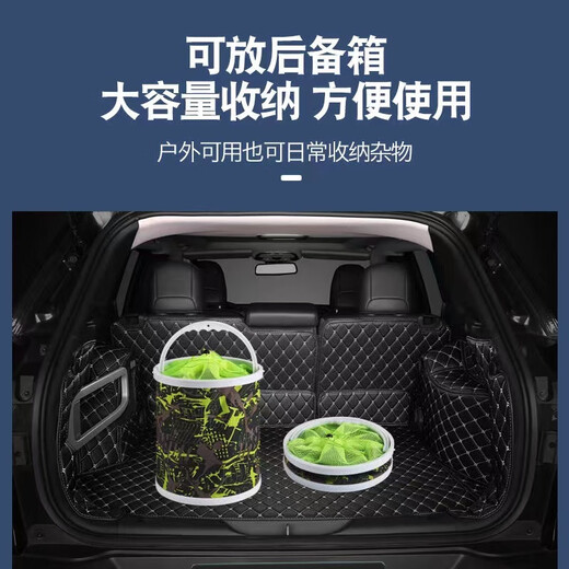 
ZOCI Bucket Retractable Outdoor Multifunctional Fishing Bucket Portable Rope Punch Bucket Oxford Cloth Thickened Car Washing Fish Bucket 14*14cm Undefense Jumping Net Without Cordless