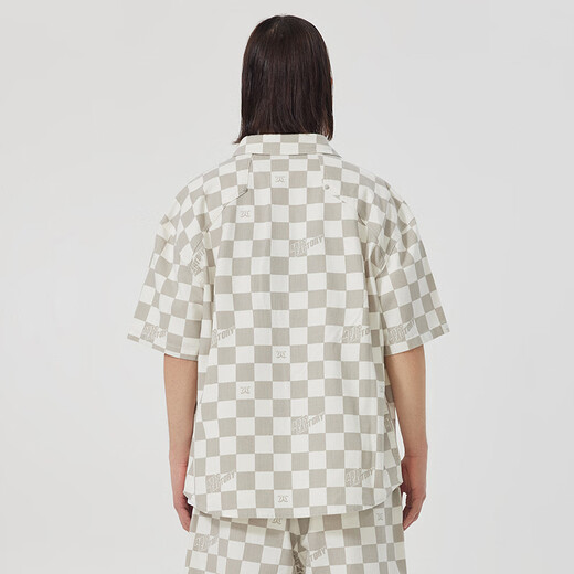 CABBEEN [chessboard] The same denim short-sleeved shirt for shopping malls for men 2024 summer new loose trendy brand shirt off white 12 L /175/50