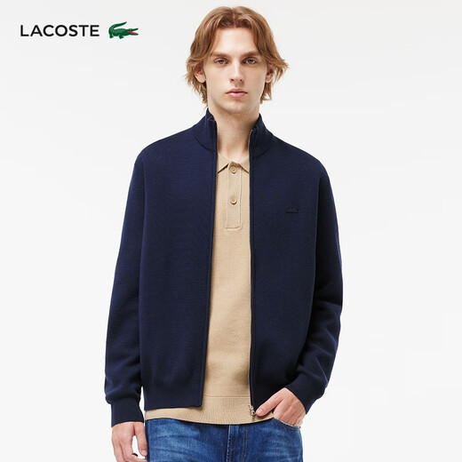 LACOSTE French crocodile men's wear solid color wool sweater sweater zipper stand collar jacket | AH1955 166/navy blue regular XL 6