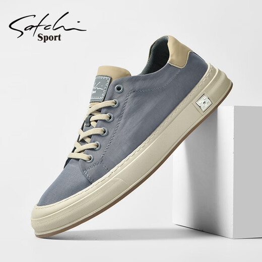 Sachi men's shoes autumn and winter new sneakers men's business casual shoes retro trendy fashion canvas shoes for men gray 42 (260mm) leather shoe size