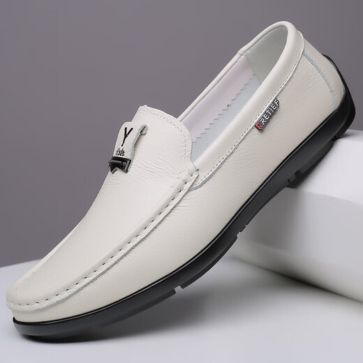 Dick Lane Dick Lane Light Luxury Bean Zapatos para hombres 2025 String and Summer Hollow Nuevo estilo para hombres Ligero suave zapatos de cuero plano para hombres 5008 Negro (hueco) 41