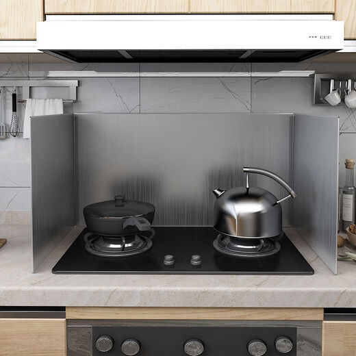 Xiongwochi stainless steel kitchen oil shield for cooking, anti-oil splash, thickened heat shield, range hood, high temperature resistant shield plate protective cover, height 30, depth 30, two fold in one
