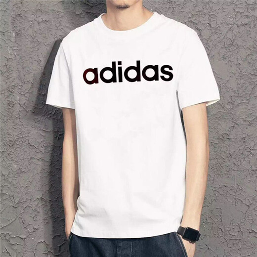 
adidas short-sleeved T-shirt men's 2024 summer new sportswear pure cotton breathable casual top round neck half-sleeved T-shirt men's GP4885/white pure cotton/22 trendy L/180/100A