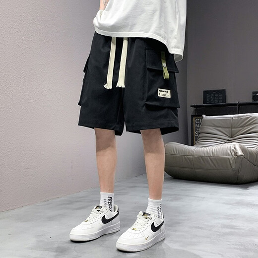 Foss Phil tooling shorts men's summer ice silk thin loose American five-point sports casual pants HHR-718 black L [recommended 120-135 Jin [Jin equals 0.5 kg]]
