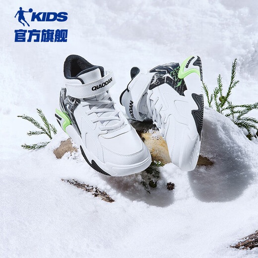 Jordan children's velvet mid-top sneakers, boys' cotton shoes, big children's winter shoes-39