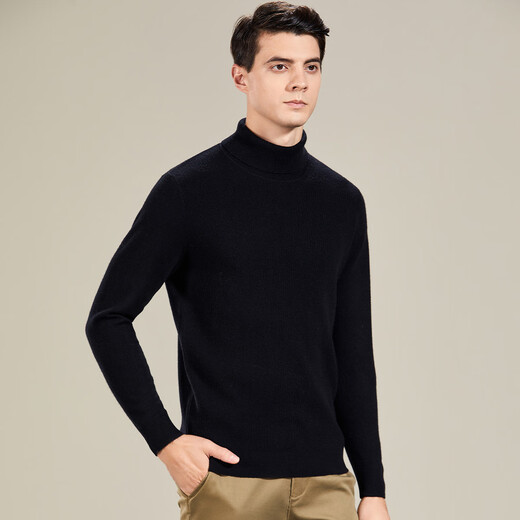 Antonio 100% sheep wool men's autumn and winter turtleneck pure wool bottoming sweater knitted sweater thick black versatile