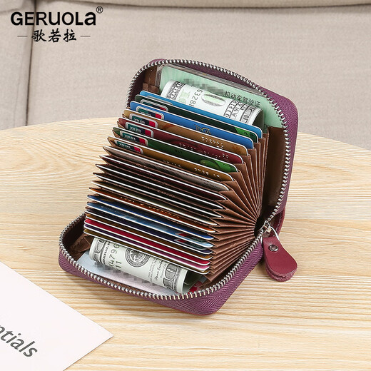 Kartenbeutel für Frauen, große Kapazitäten, Bankkarte für Multi-Card-Positionen für Frauen, Münzbrieftasche, kleine Kartenbeutel, Kartenclip, ID-Beutel, Anti-Demagnetisierung, Pinsel-Diebstahl, Burgund-20-Kartenposition