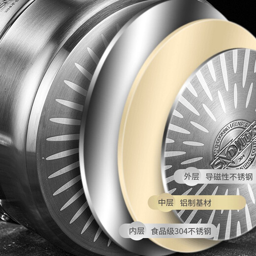 Shunda (SND) steamer and soup pot combination cover and bottom single-layer multi-purpose pot 304 stainless steel gas induction cooker universal pot 24cm