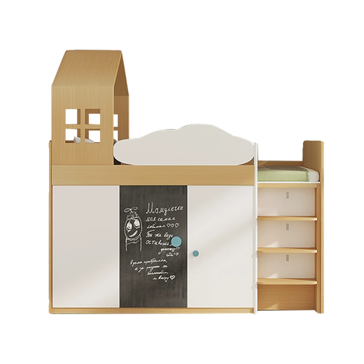Koala Forest multi-functional storage children's half-height bed and under-bed cabinet storage storage bed small apartment with desk integrated medium-high bed wardrobe + roof 1200*1900