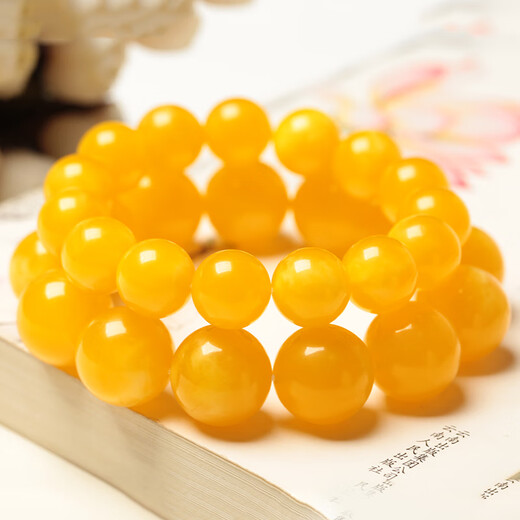 Fat Donglai's same style beeswax bracelets, Russian material, chicken fat yellow, natural old men's raw stone amber, collection 22mm (boys style)