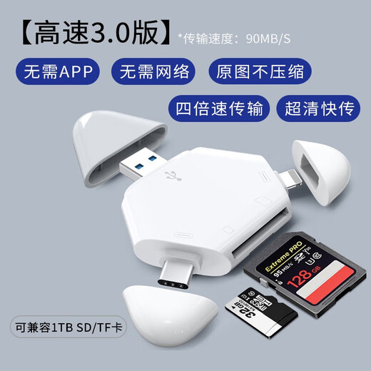 aprilbuy 适用苹果16/15promax手机高速3.0读卡器多合一万能OTG多功能SD卡TF高速内存卡存储相机 高速2.0版【Type-C/苹果/USB】无需AP 三角形磁吸款