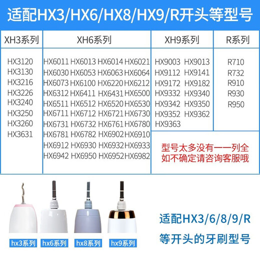 美天莱适配飞利浦电动牙刷头替换HX680p/680q/680c/681a/682p替换通用 6支 【软硬适中】牙菌斑防御
