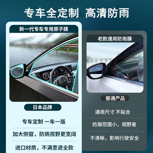 绳池 后视镜防雨膜套装 汽车倒车反光镜全屏防水高清防雾防眩光炫贴膜 专车定制【侧窗+后视镜】四片装 备注【车型+年份】联系客服均可