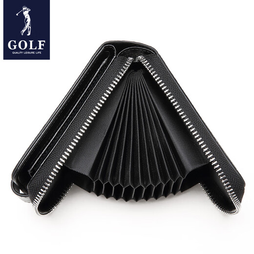 高尔夫（GOLF）时尚印花卡包商务男士时尚钱包便捷小巧驾驶证位相片位礼物 黑色