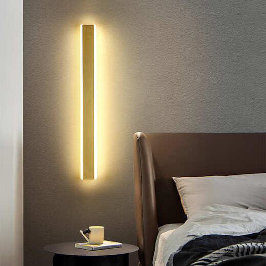 Yilin simple modern minimalist long wall lamp living room bedroom bedside lamp Nordic entrance hall lamp stair lamp black 60cm + warm light