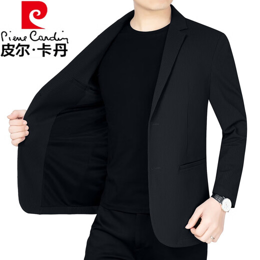 Pier Cardin Sommer Ice Seide Elastizität Anzug Herrener freier Traaceless-Anzug dünne Jacke Sonnenschutz Top Black XL (180) 135jin [Jin ist gleich 0,5 kg] -150jin [Jin entspricht 0,5 kg]