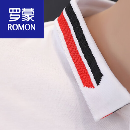 
ROMON Summer trendy stand collar t-shirt men's short-sleeved T-shirt with neckline half-sleeved men's T-shirt polo shirt high-end light luxury 9903 black 165/M