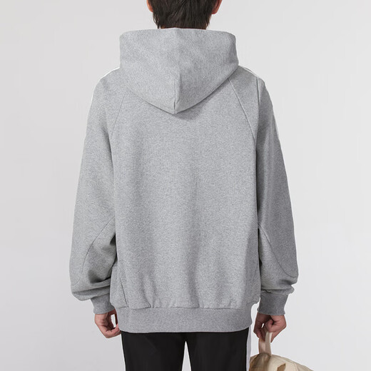 阿迪达斯（adidas）卫衣男装女装2024秋冬季新款加绒保暖运动服连帽防风外套休闲套头 JI6636中麻灰 L