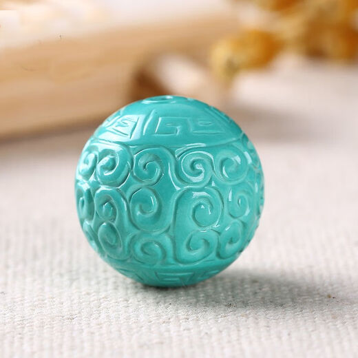 Moshe raw ore high porcelain blue turquoise pattern beads loose beads with beads single bead carved round beads diamond bracelet accessories (high porcelain) 15MM