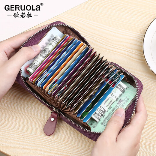 Kartenbeutel für Frauen, große Kapazitäten, Bankkarte für Multi-Card-Positionen für Frauen, Münzbrieftasche, kleine Kartenbeutel, Kartenclip, ID-Beutel, Anti-Demagnetisierung, Pinsel-Diebstahl, Burgund-20-Kartenposition