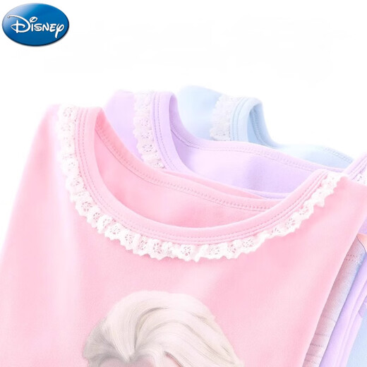 Disney girls trendy pajamas set children's pure cotton autumn clothes new ice and snow Aisha cute princess home clothes children's clothing 724 #pink set 120 cm