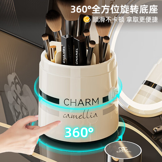 KAMAN makeup brush storage box dust-proof rotatable desktop eyebrow pencil brush barrel cosmetics lipstick eye shadow brush storage box Camellia with lid/rotatable 1 piece
