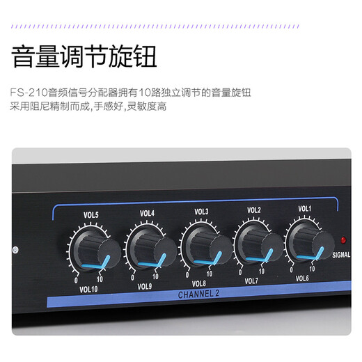 KAXISAIER audio signal distributor 2-in-10-out gold-plated XLR stage line array performance multi-amplifier splitter FS-206 12-way 6.5 audio port