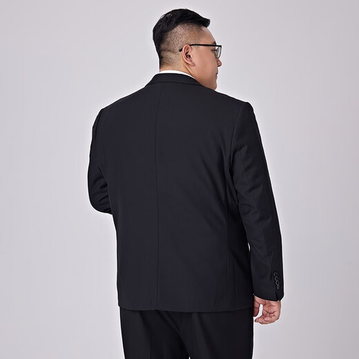 席臣加肥加大码西装外套休闲男宽松商务西服显瘦大号胖子肥佬西服套装 黑色单西 4XL （190-210斤）