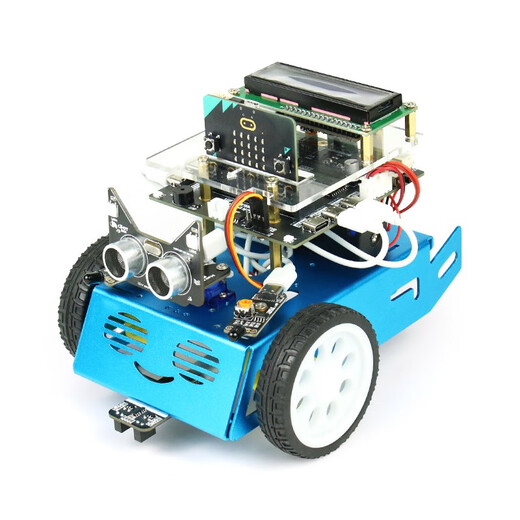 CreateBlock microbit V2编程遥控机器人图形化智能小车Python教育 D套餐：B+入门套件蓝色 不含microbit主板