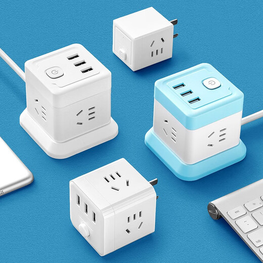 Multi-faceted Rubik's Cube Socket Converter New National Standard Multifunctional USB Insert Row One Turn Multi-Plug Board Wireless Strip Insert Power Conversion Plug Gongya Vertical Smart Electric Plug Board One Turn Five Without USB 5-sided Rubik's Cube