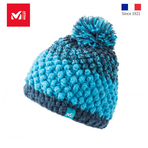 觅乐（MILLET）羊毛帽女登山滑雪保暖防风美丽奴针织帽子MIV8155 深蓝/橘黄-9889 均码