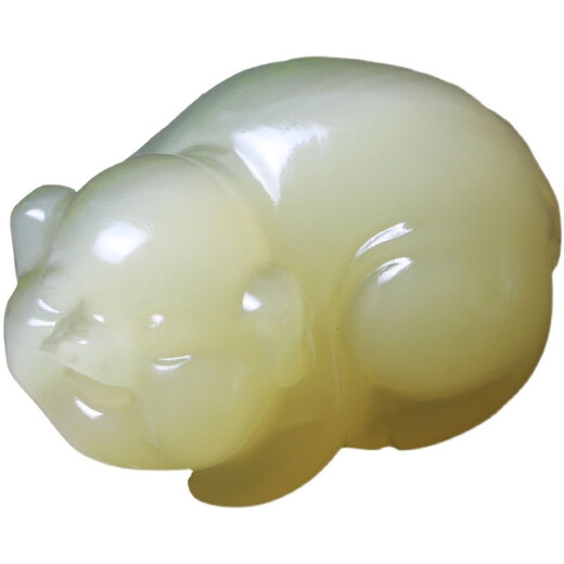 Natural blue and white jade pig handle piece for male and female zodiac pig jade raw stone handle piece jade pendant small ornament dazzling stone for jade with certificate
