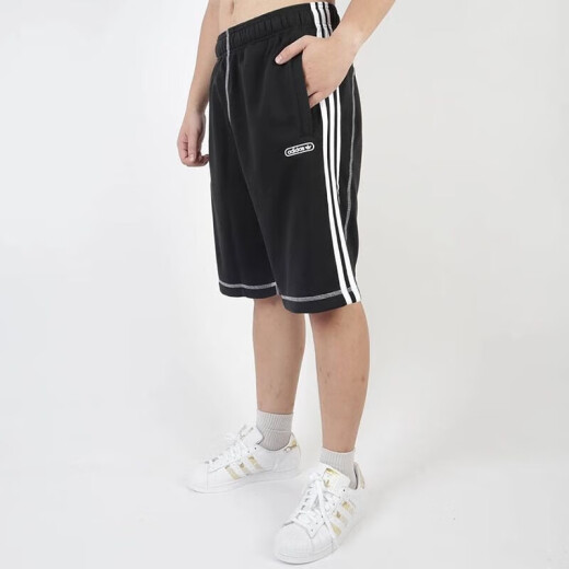 阿迪达斯（adidas）三叶草短裤男裤夏季新款运动裤宽松舒适时时透气休闲针织五分裤 GN3882 S