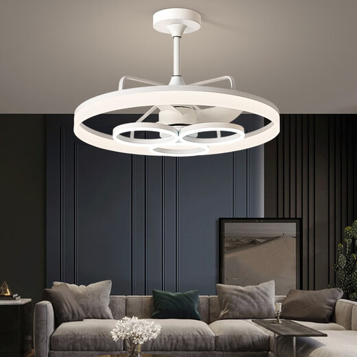 Benlanu Lüfterlichter Deckenleuchten Leuchten Wohnzimmer Haushalt Einfacher moderne Lächer Restaurant Decke Integrierter Anhänger mit elektrischem Lüfter 1283a Weiße Deckenmodell + Licht ändern