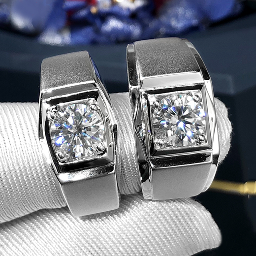 Star Platinum PT950 Platinum Men's Diamond Ring Moissanite Men's Ring Domineering D Color Knot Wedding Platinum Business Chinese Valentine's Day Sandblasted Smooth Arm Style - 18K Gold 1 Carat D Color Moissanite Diamond Ring No. 15-22 Circle Men's Ring (Please note the circle number for consultation)