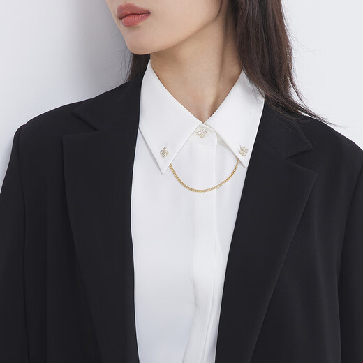 雅戈尔（YOUNGOR）套西上衣女673款双排一粒扣宽松版西服垂感挺括新品商场同款 黑色 M 165/88A