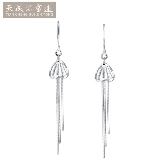 Tiancheng Huijintong PT999 Platinum Butterfly Tassel Earrings Full Platinum 999 Earrings White Gold Earrings Long Exquisite Snake Bone Earrings PT999 Full Platinum 3.19g