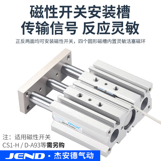 XMSJ三轴三杆带导杆气缸MGPM12X16X20X25/32/40/50/63-30X75X100X125Z 滑动轴承MGPM12缸径