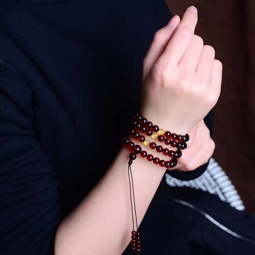 Burmese blood amber 108 beads beeswax bracelet raw stone bracelet for men and women amber bracelet necklace 6mm108