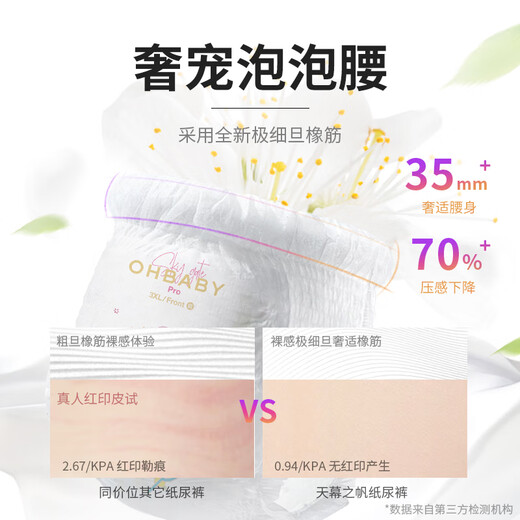 OHBABY Sky Sail Luxury Large Sucking Baby Diaper Weak Acid Buttock Protection Diaper M Code 40 Tablets