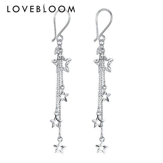 Blooming Love Platinum Earrings PT950 Platinum Ear Hook Earrings Star Tassel Earrings Women's Earrings Earrings Gold Earrings Gold Earrings Approximately 2.49 grams