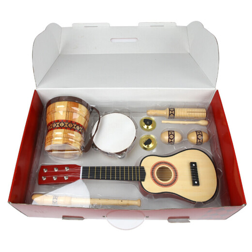 Fuhaier wooden musical instrument toy guitar set boy girl boy baby early education enlightenment beginner ukulele 3-6-9 years old kindergarten children festival children's birthday gift