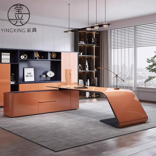 Yingxing painted boss desk, fashionable and personalized desk, simple and modern manager desk, president's office desk and chair combination 1.8m left side cabinet (long cabinet)