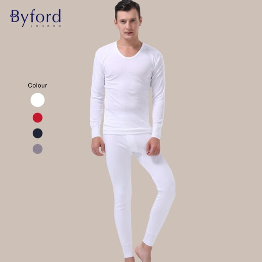 BYFORD (BYFORD) men's autumn clothes and autumn pants cotton counter knitted thermal underwear set long sleeve base men's red MW8826846 MW8826 top-white-thin XL