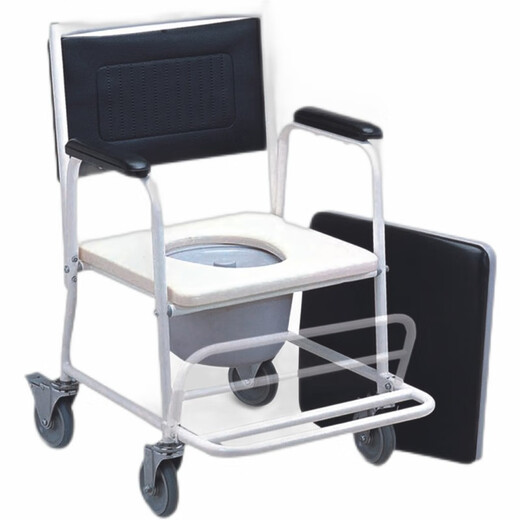 AUFU Foshan Gabinete de ancianos oriental Discapacitados Mujeres embarazadas Ruedas reforzadas Antidlip Ligera plegable Silla de baño móvil FS693 (con ruedas, con pedales)