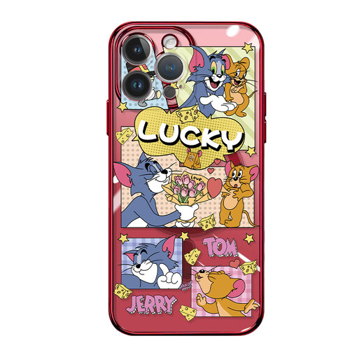 Schöne Zehn Cent (MSMF) Neue Katzen- und Maus-Apfel-Magnetabsorber-Telefonhülle transparent ultradünne Silikon-Weichschale kann Magsafe Wireless Lading Cartoon Fun Lucky Tom Jerry für Männer und Frauen geeignet sein [elektroplierendem Magnetabsorber] Tom 1-MF673y iPhone12Mini