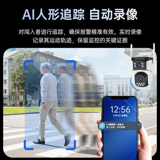 Ruishiwei dual-camera 10 million ultra-high-definition camera outdoor monitoring home wireless network mobile phone remote monitor 360-degree no blind spots with night vision full-color outdoor waterproof ball machine