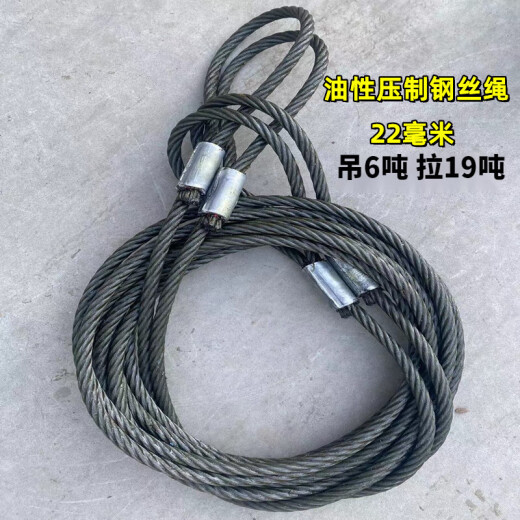 力拓中用镀锌压制压铝套双扣钢丝绳吊索具吊车用10/12141起重拖车 油性压制钢丝绳30毫米 10m