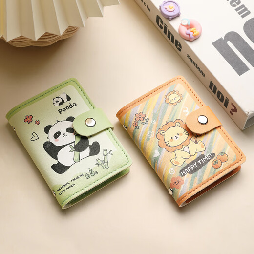 MAIWEINI super cute certificate card bag for women 2025 new ultra-thin multi-card card set multi-layer niche cute cute card animation Huahua Panda [20 card positions + 2 certificate positions]