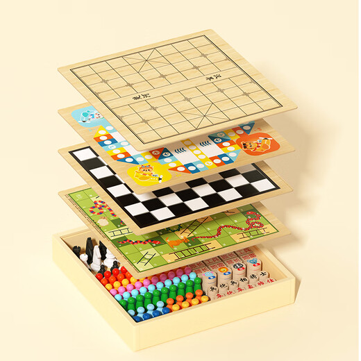 Xiaomu Yigozi Schachflieger Checkers Multifunktionales Schachbrett Kinderpädagogische Spielzeug Multifunktional Schachbrett Tabletop Game Collection Multifunktionales Schachbrett (4 in 1)